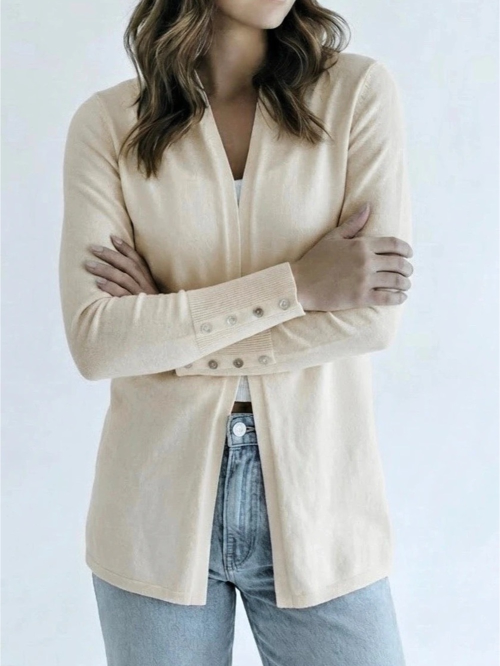 Cyrus Open Cardigan in Cream Size XS